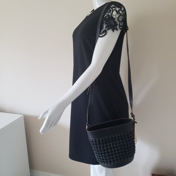 Pinkstix NWT Black Woven Bucket Bag – Vegan Shoulder Purse - Picture 13 of 16